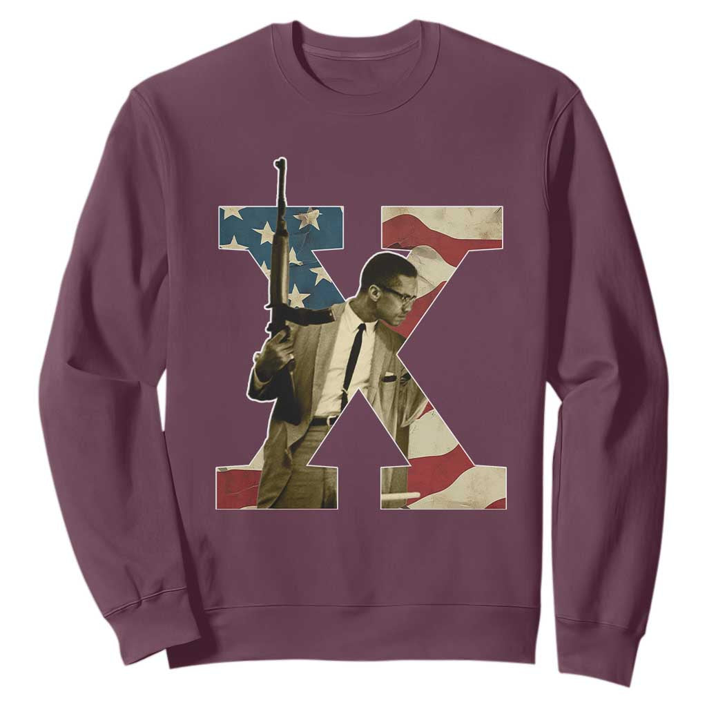Malcolm X Sweatshirt Black History Leaders Vintage American Flag TS11