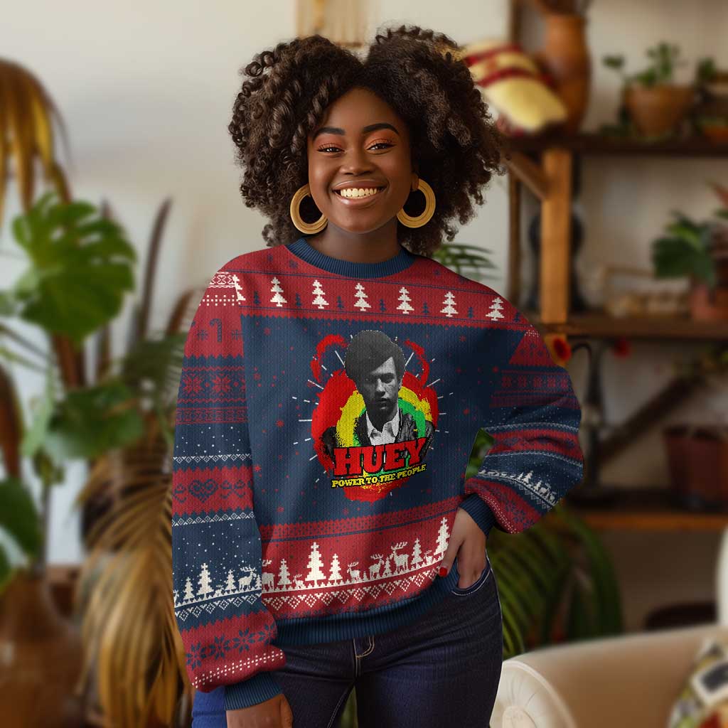 Huey P Newton Ugly Christmas Sweater Power To The People Black History TS11
