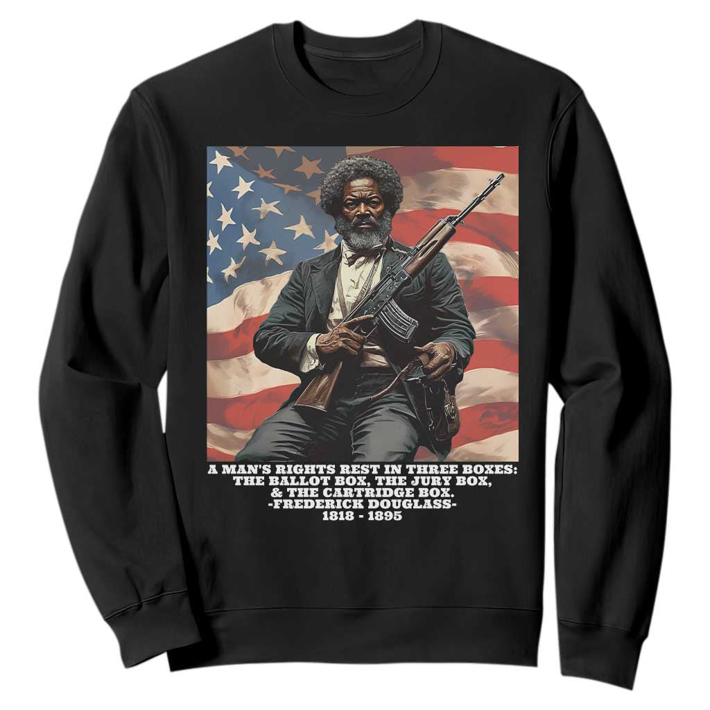 Frederick Douglass Sweatshirt A Man's Rights Rest In Three Boxes Vintage American Flag TS11