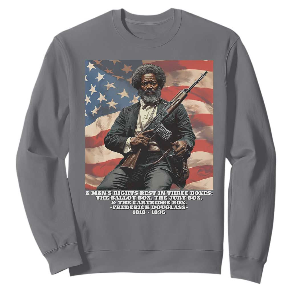 Frederick Douglass Sweatshirt A Man's Rights Rest In Three Boxes Vintage American Flag TS11
