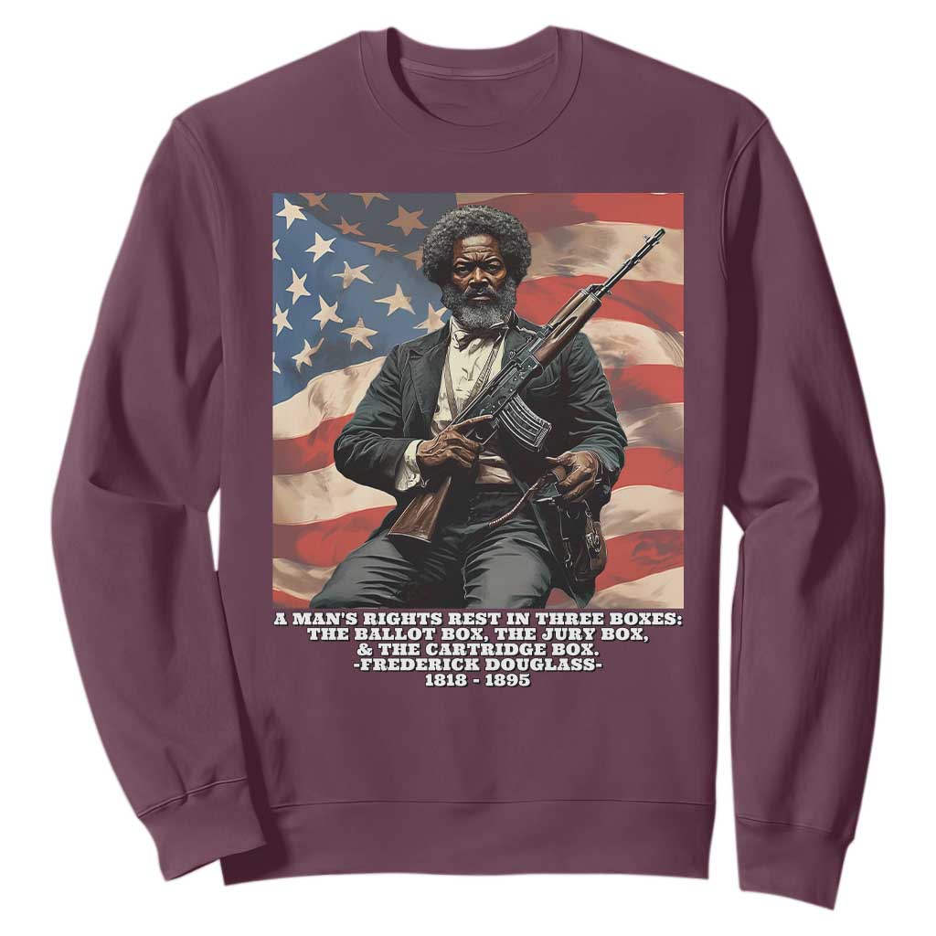 Frederick Douglass Sweatshirt A Man's Rights Rest In Three Boxes Vintage American Flag TS11