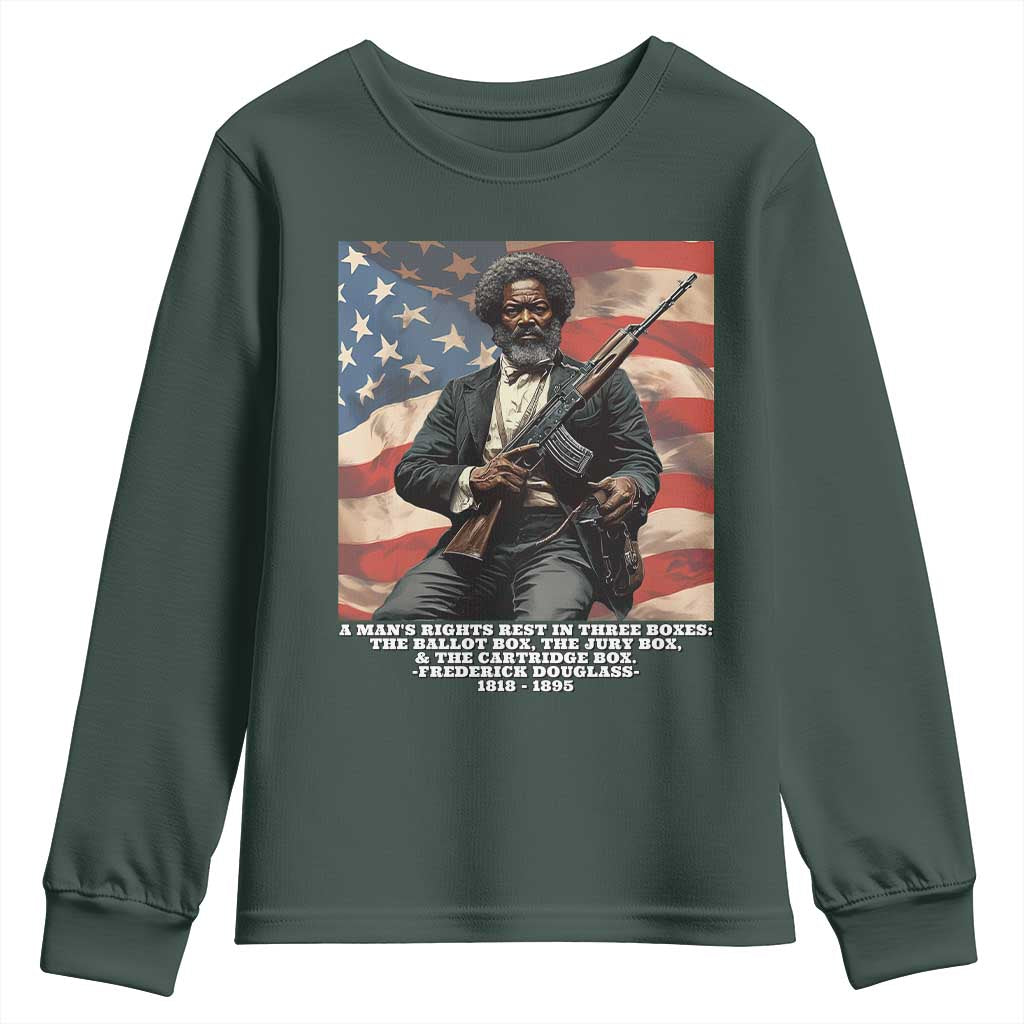 Frederick Douglass Youth Sweatshirt A Man's Rights Rest In Three Boxes Vintage American Flag TS11