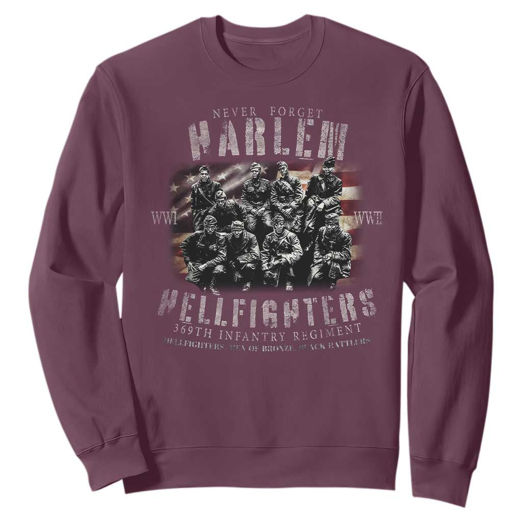 Never Forget Harlem Hellfighters Sweatshirt Vintage USA Flag TS11