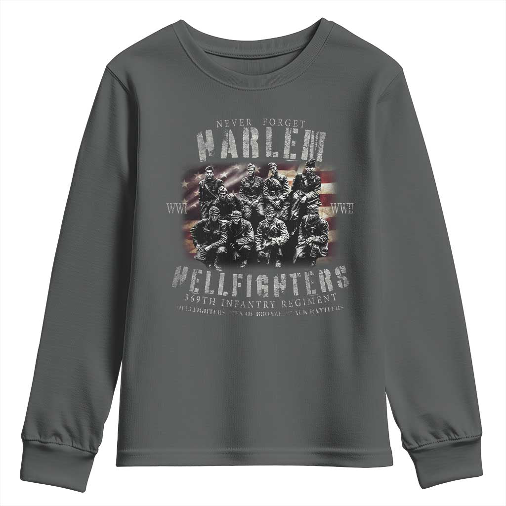 Never Forget Harlem Hellfighters Youth Sweatshirt Vintage USA Flag TS11