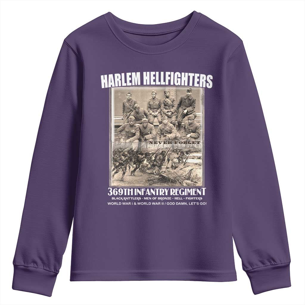 Never Forget Harlem Hellfighters Youth Sweatshirt 369TH Infantry Regiment Black God Damn Let's Go TS11