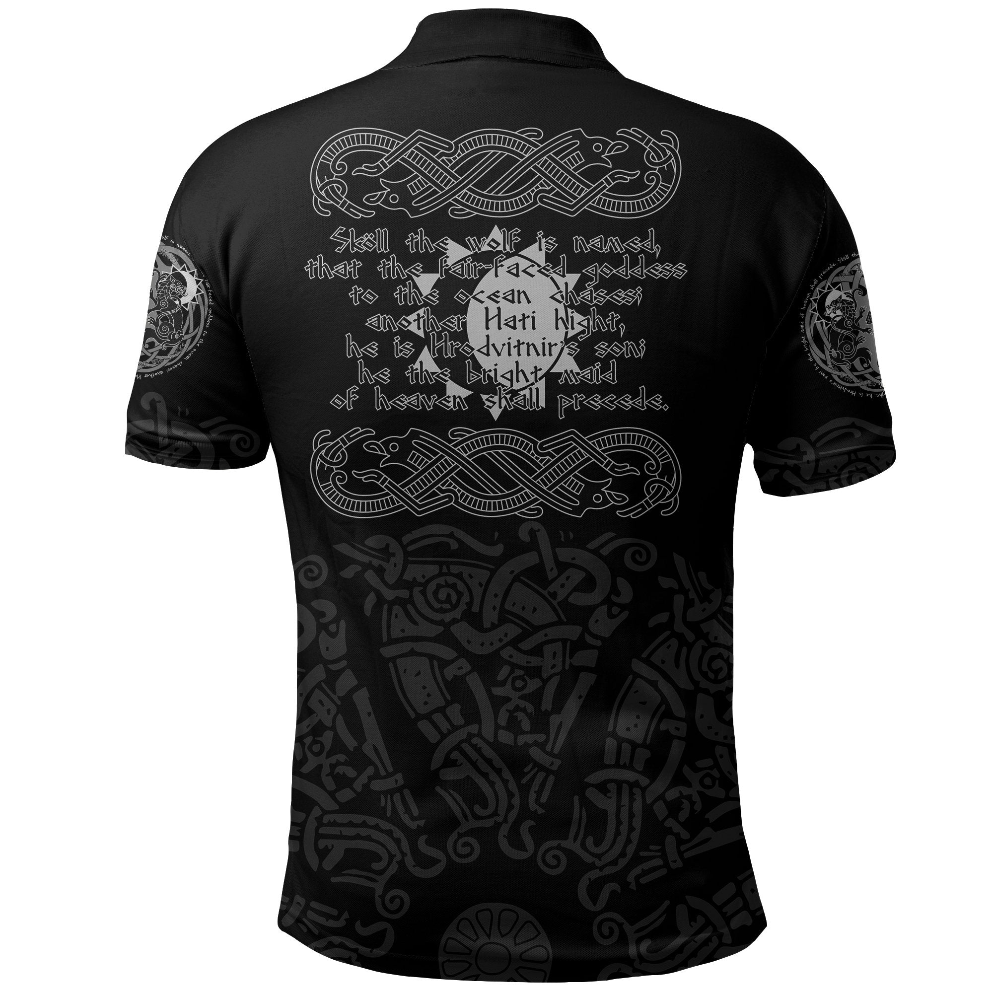 Viking Polo Shirt The Wolves Skoll and Hati RLT12