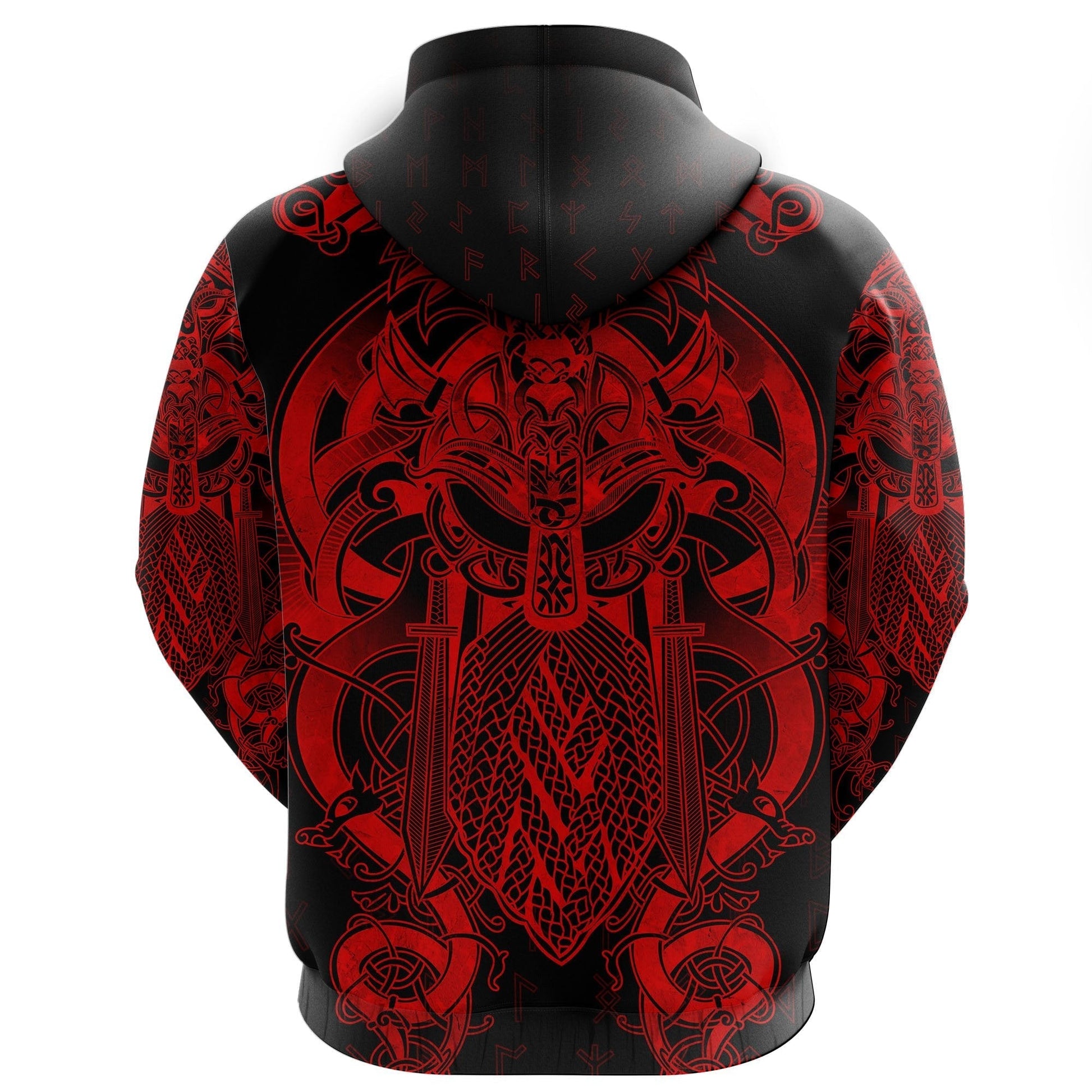 Viking Fenrir and Tyr Tattoo Zip Hoodie Red Version RLT12