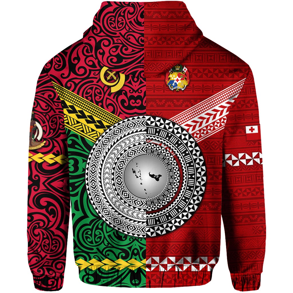 Vanuatu Tonga Zip Hoodie Polynesian Together Bright Red LT8