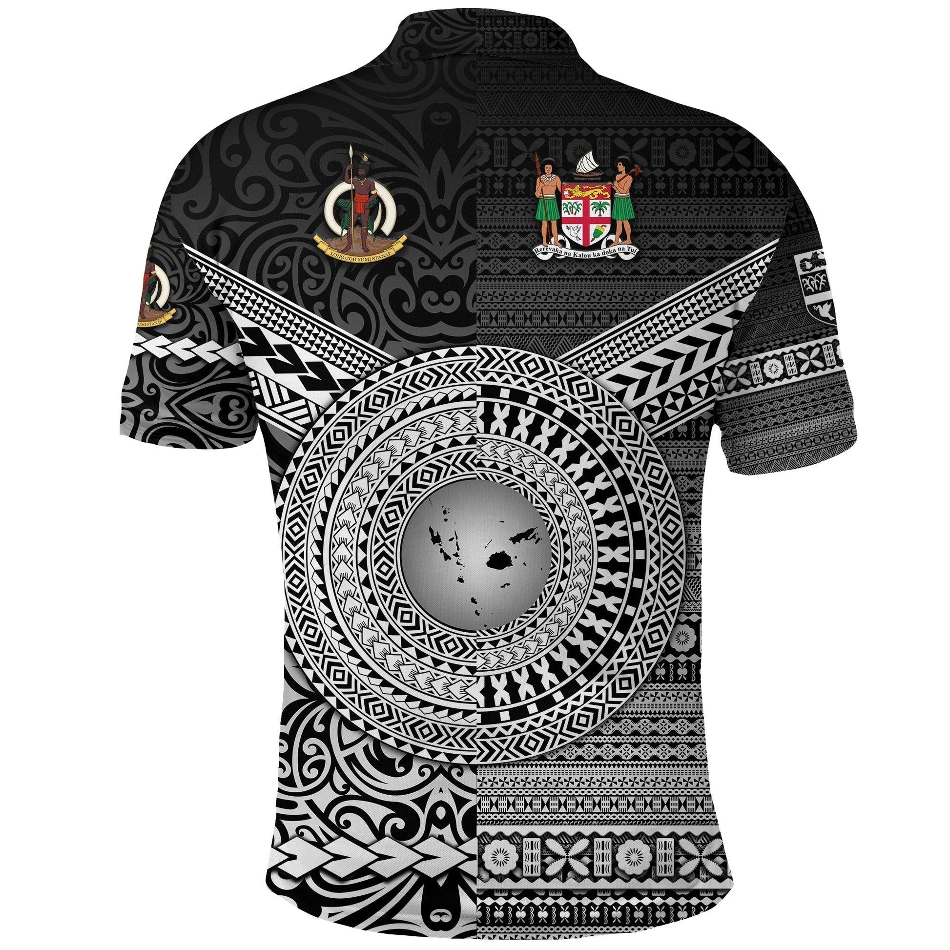 Vanuatu Fiji Polo Shirt Together Black LT8