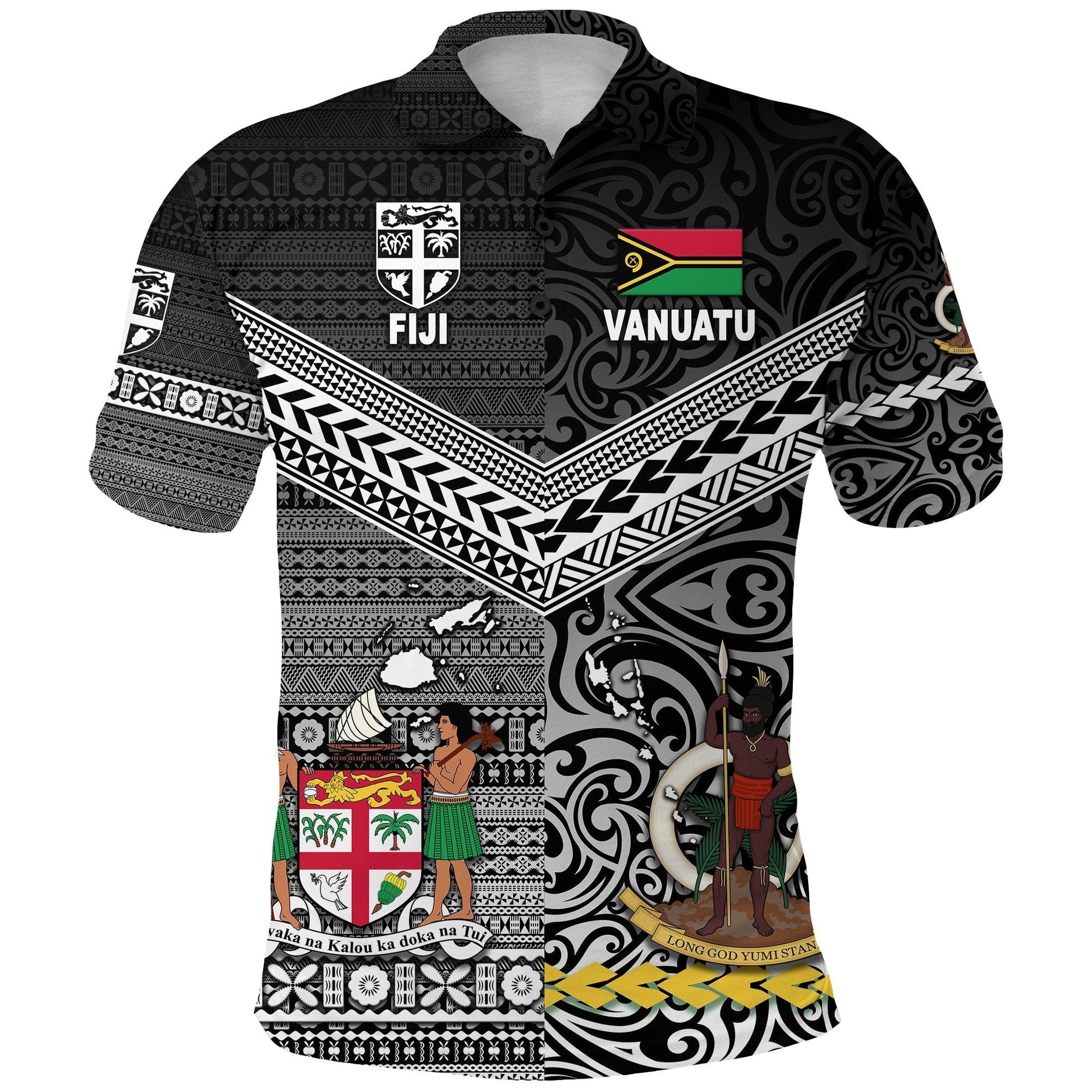 Vanuatu Fiji Polo Shirt Together Black LT8