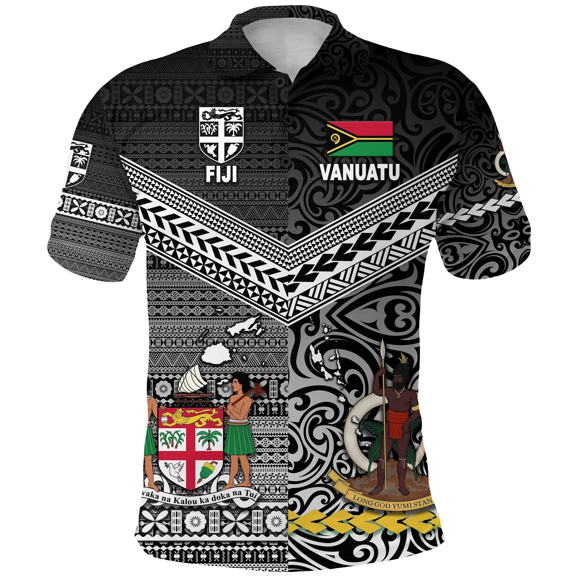 Vanuatu Fiji Polo Shirt Together Black LT8