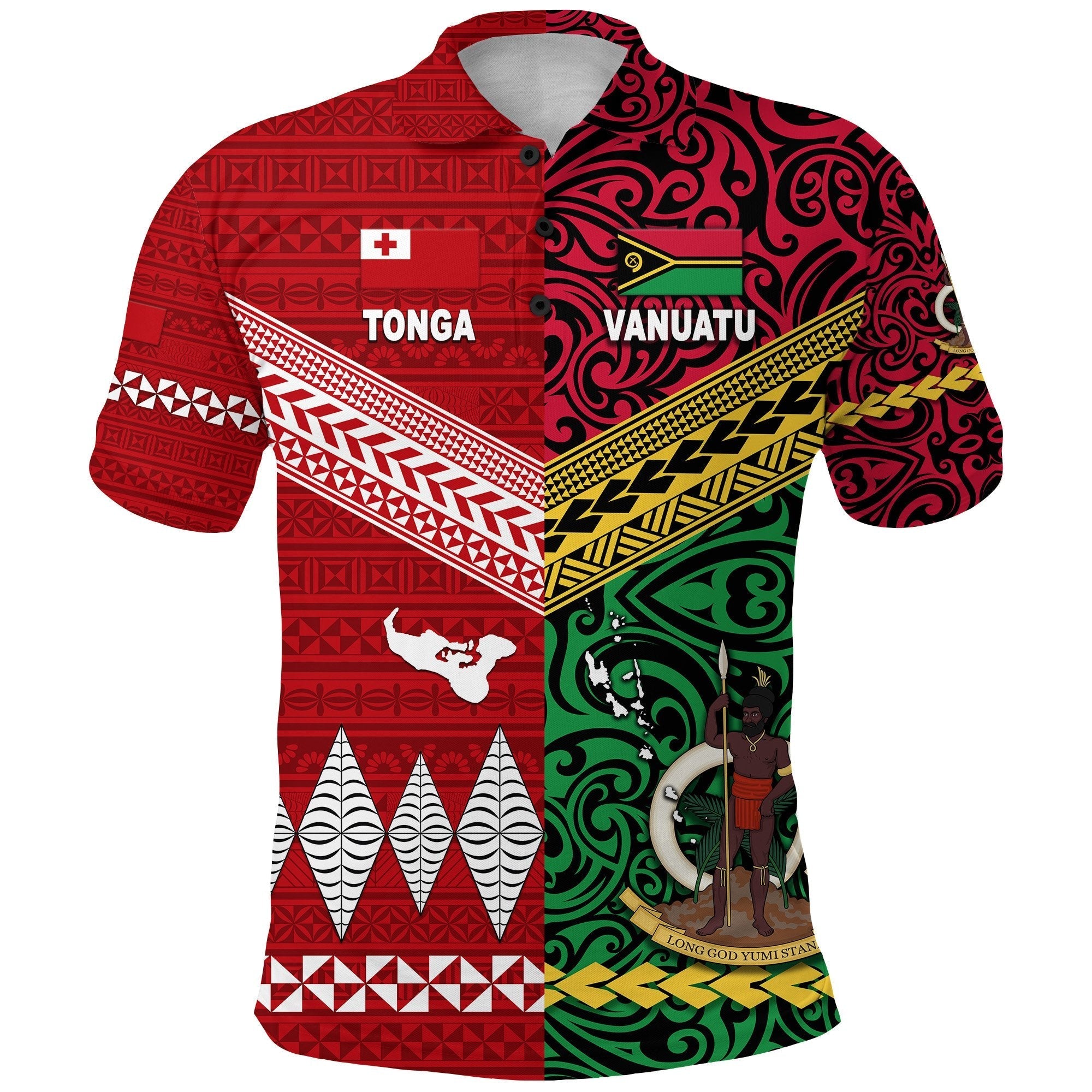 Vanuatu Tonga Polo Shirt Polynesian Together Bright Red LT8