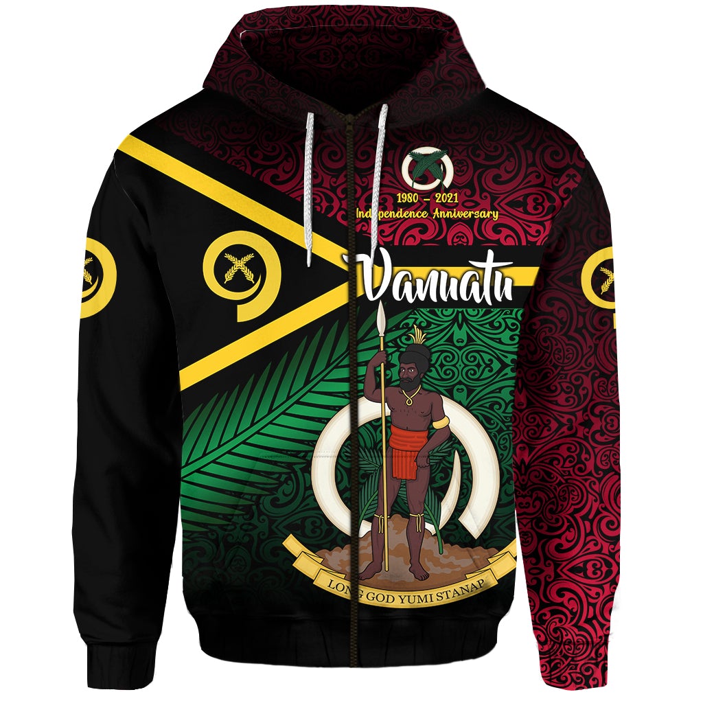 Vanuatu Special Independence Anniversary Zip Hoodie Original Flag Style LT8