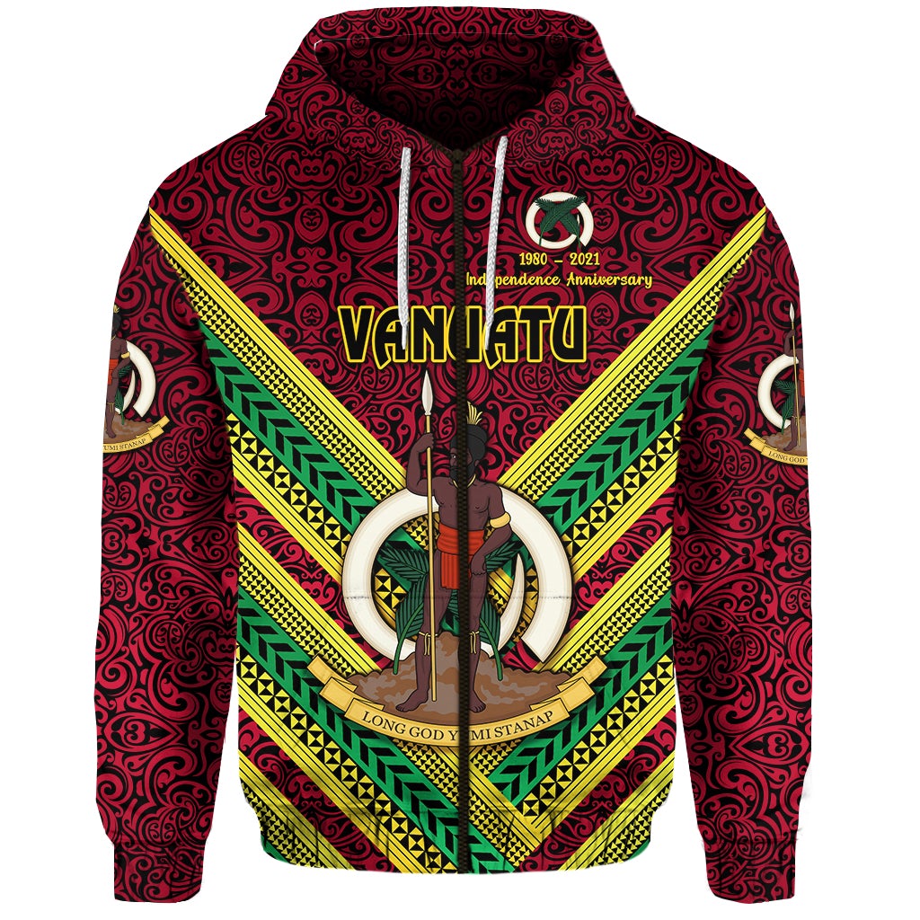 Vanuatu Special Independence Anniversary Zip Hoodie Creative Style Red LT8