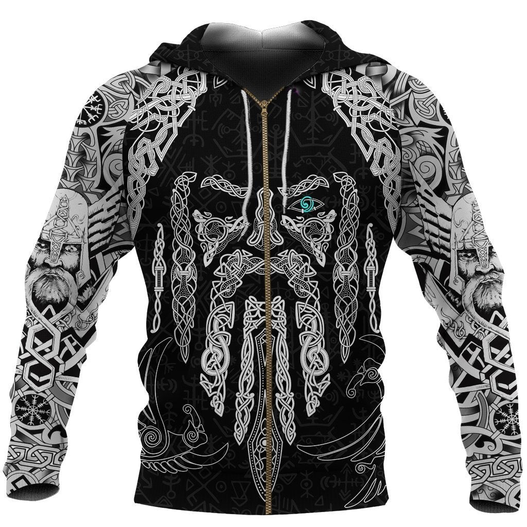 Viking Clothing Odin S Eye With Raven Viking Hoodie RLT12