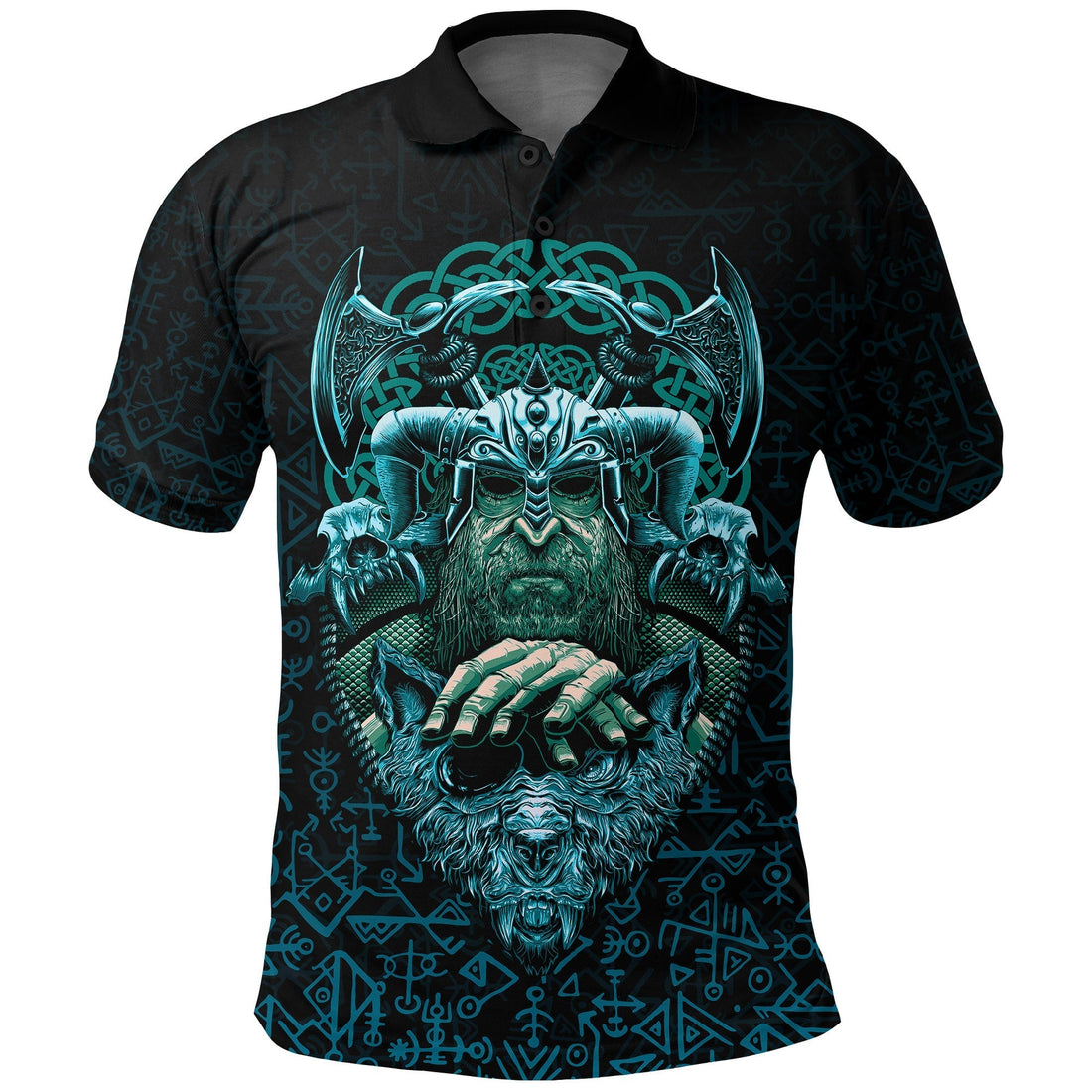 Viking Polo Shirt Odin With Fenrir RLT12