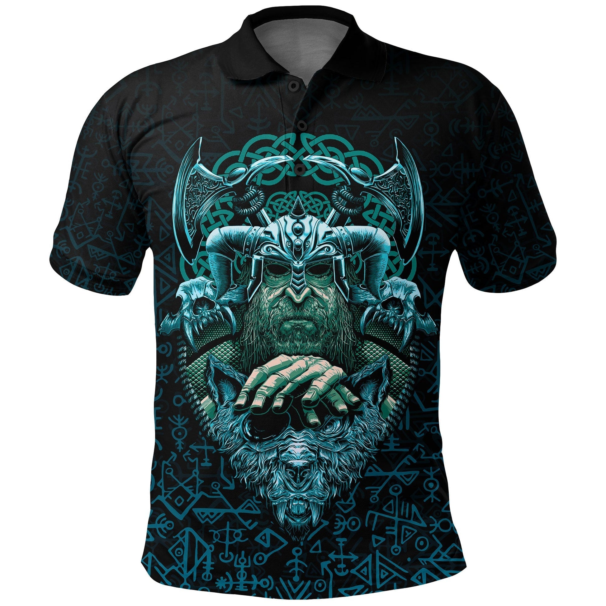 Viking Polo Shirt Odin With Fenrir RLT12