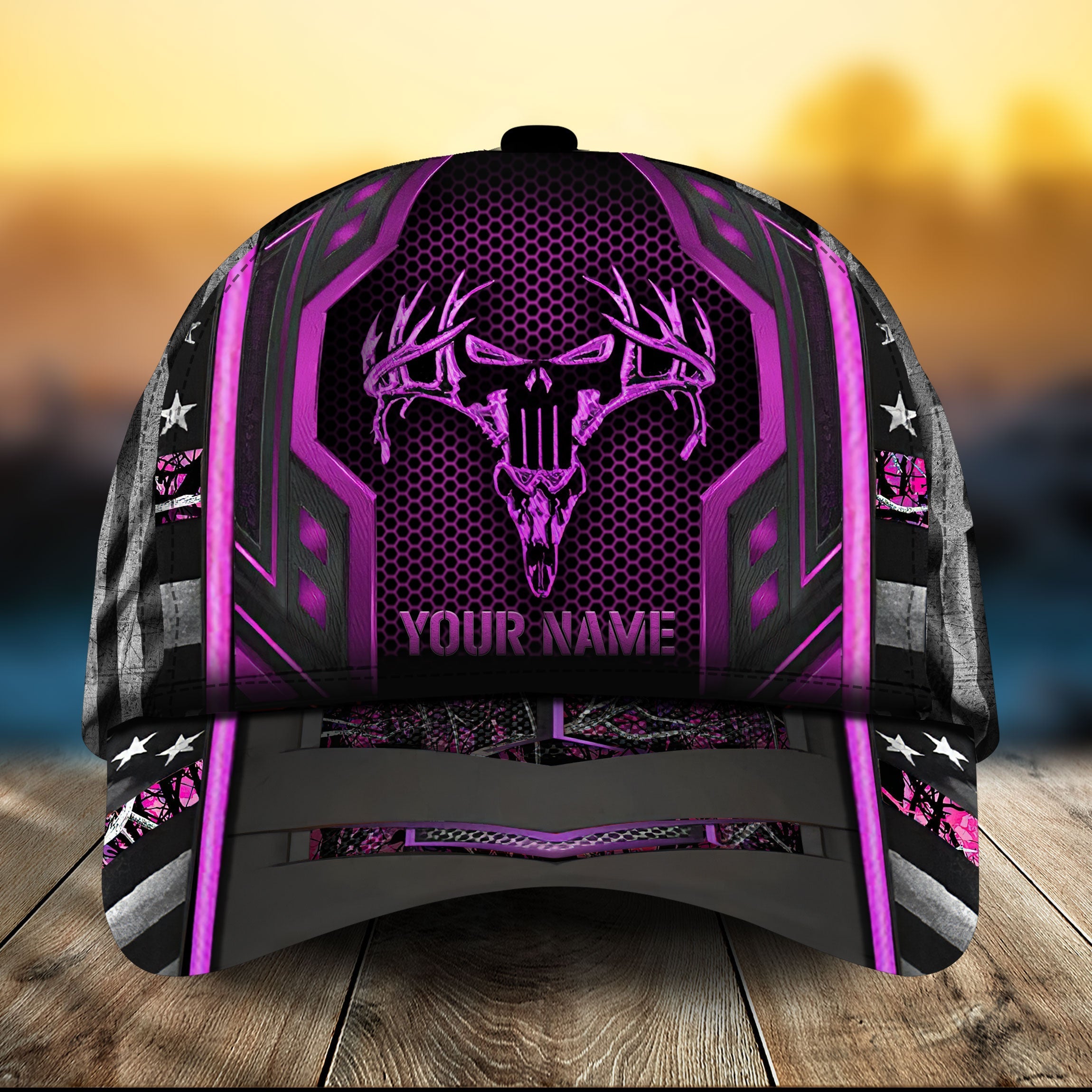 Premium US Flag Skull Hunting Hats 3D Multicolored Personalized