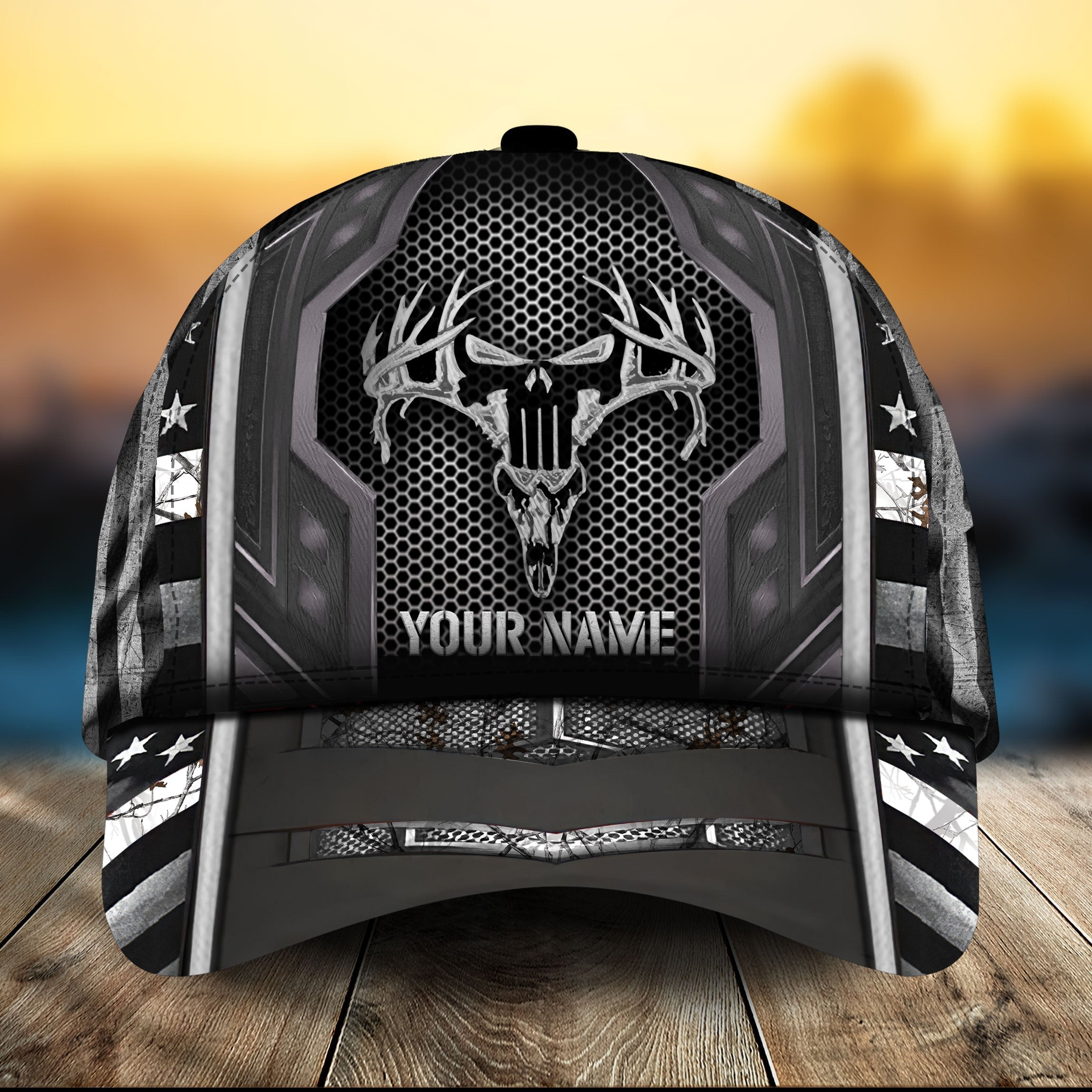 Premium US Flag Skull Hunting Hats 3D Multicolored Personalized