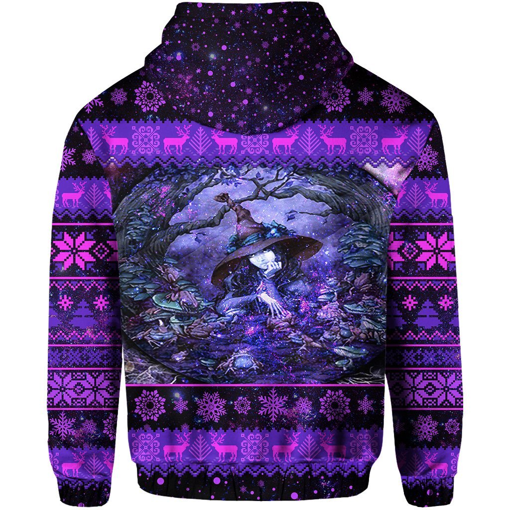Wicca Tree Of Life With Witch Christmas Zip Hoodie LT8