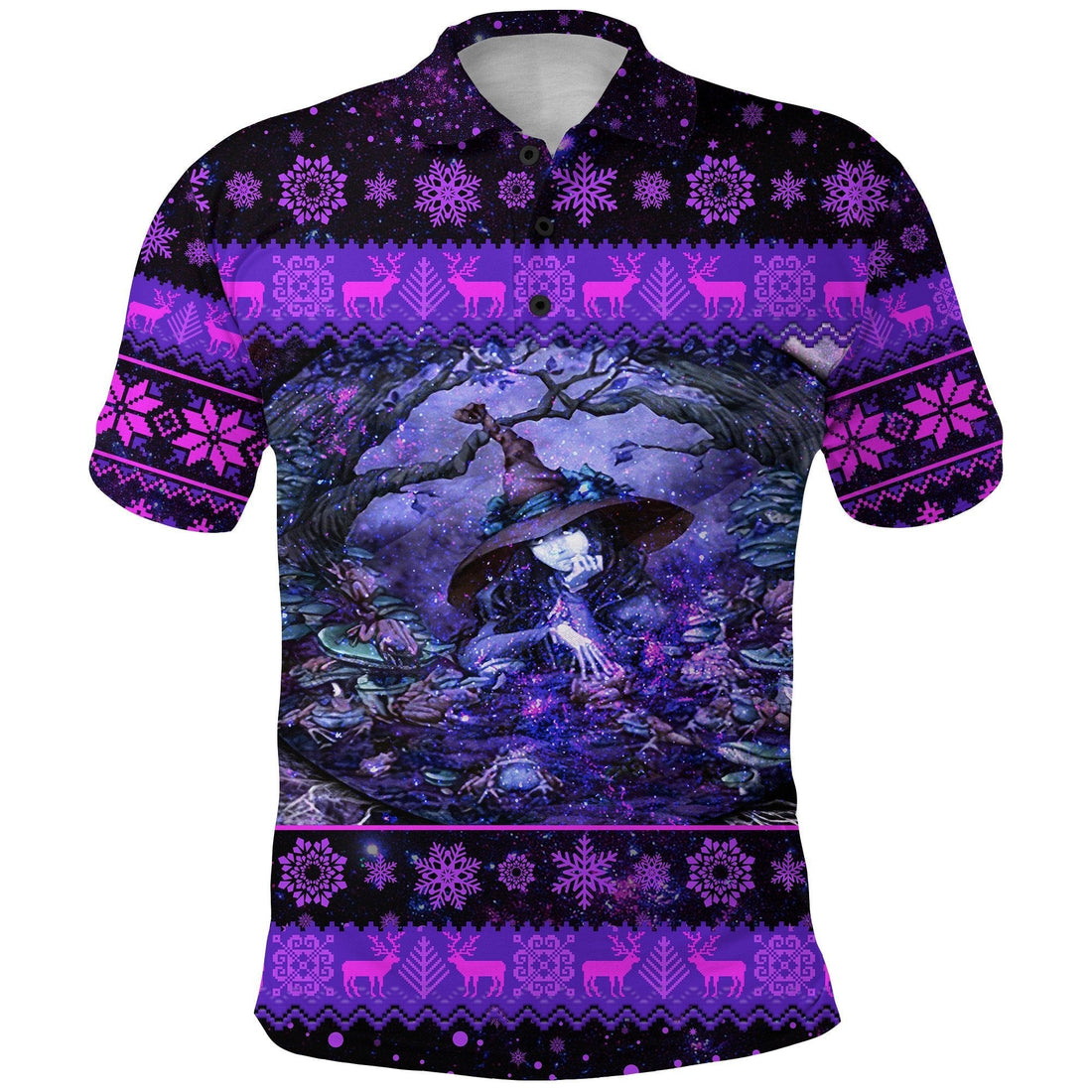 Wicca Tree Of Life With Witch Polo Shirt Christmas LT8
