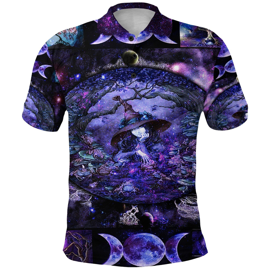 Wicca Tree Of Life With Witch Polo Shirt Simple Vibes LT8