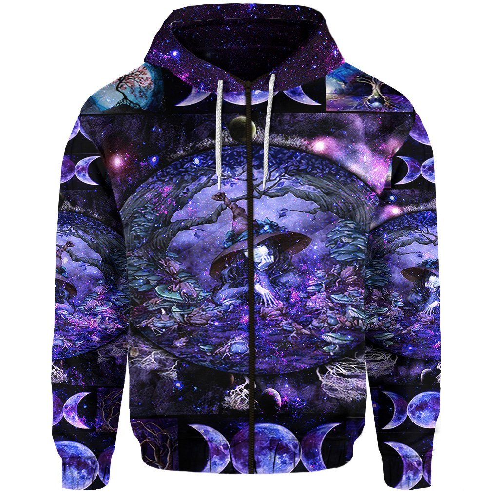 Wicca Tree Of Life With Witch Zip Hoodie Simple Vibes LT8