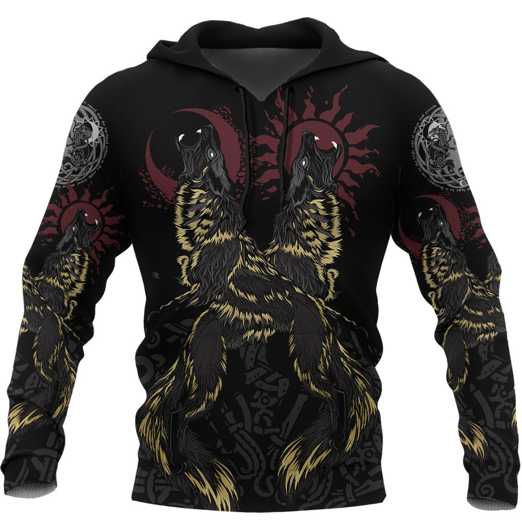 Viking Hoodie The Wolves Skoll and Hati RLT12