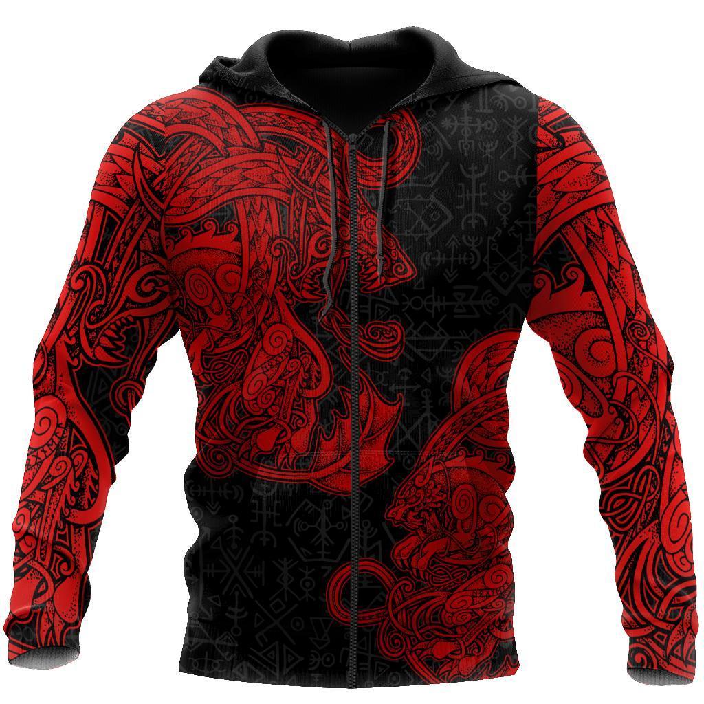 Viking Zip Hoodie - Jormungandr and Fenrir Vikings 3D RLT12