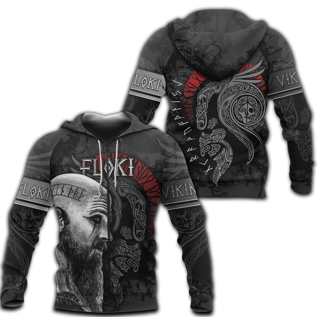 Viking Zip Hoodie - Floki Art RLT12