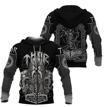 Viking Zip Hoodie - Thor and Hammer RLT12