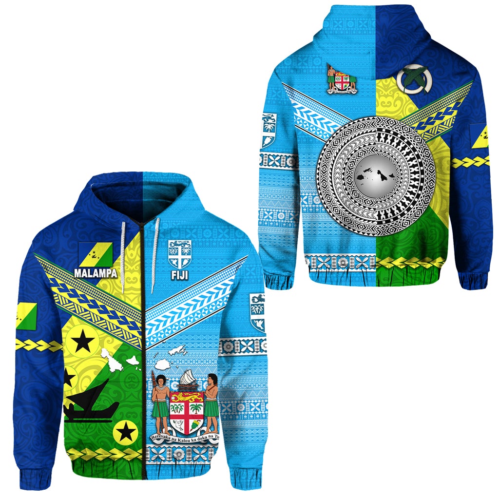Vanuatu Malampa Province and Fiji Zip Hoodie Together LT8
