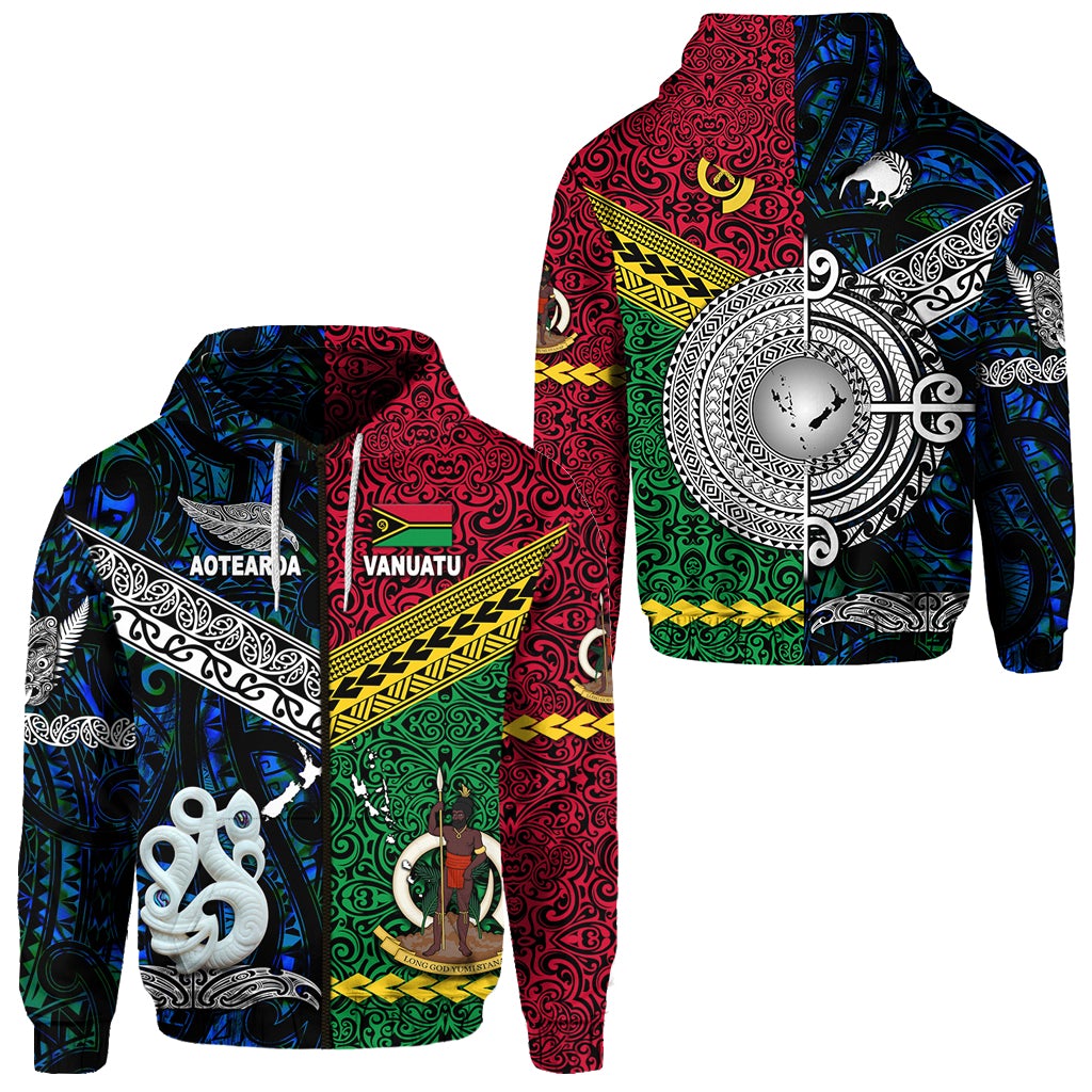 Vanuatu New Zealand Zip Hoodie Together Blue LT8