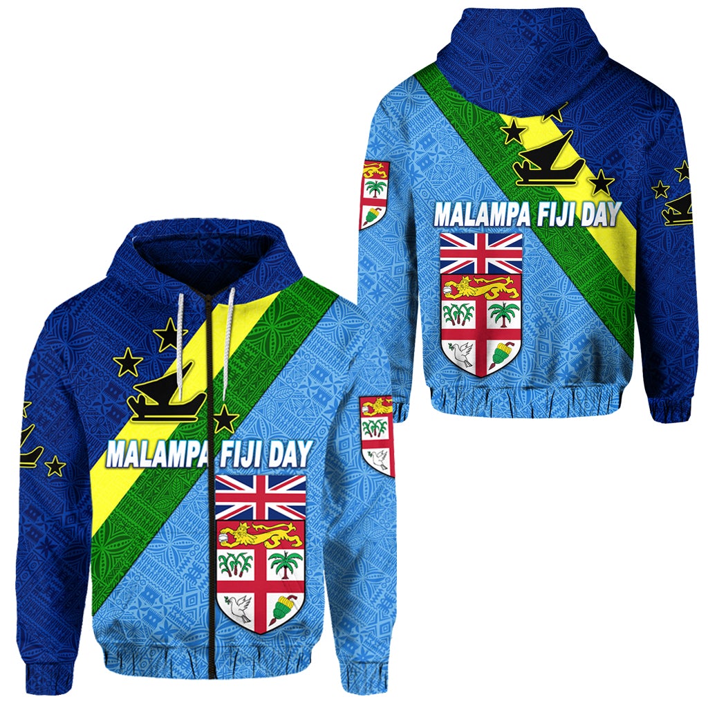 Vanuatu Malampa and Fiji Day Zip Hoodie Simple Style LT8