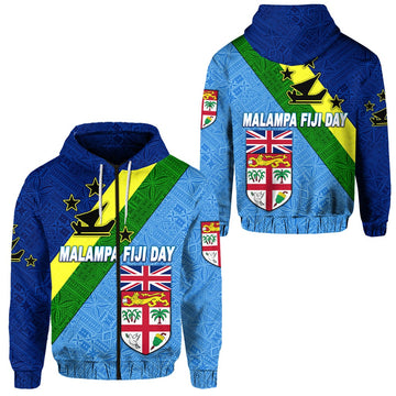Vanuatu Malampa and Fiji Day Zip Hoodie Simple Style LT8
