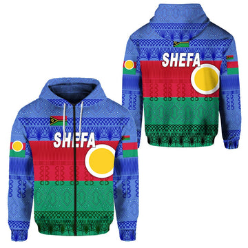 Shefa Province Zip Hoodie Vanuatu Pattern Traditional Style LT8