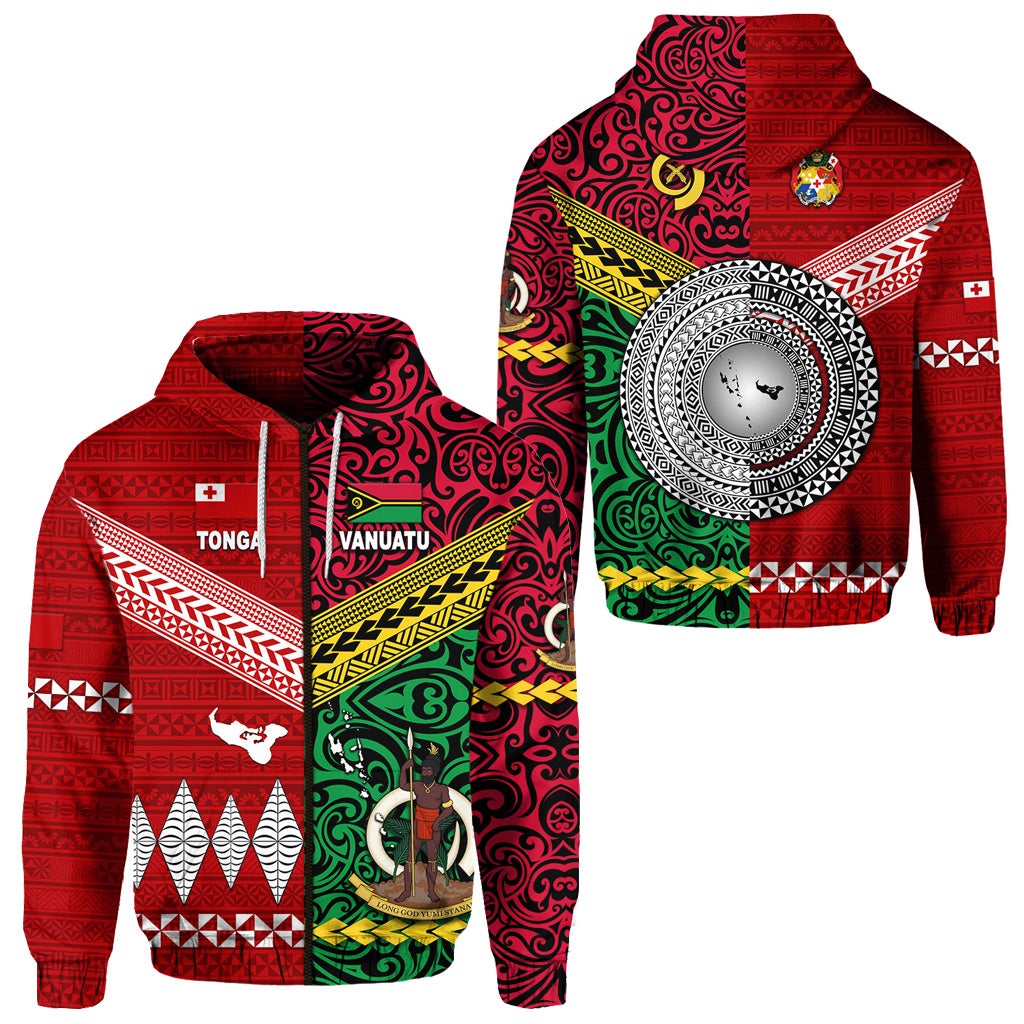 Vanuatu Tonga Zip Hoodie Polynesian Together Bright Red LT8