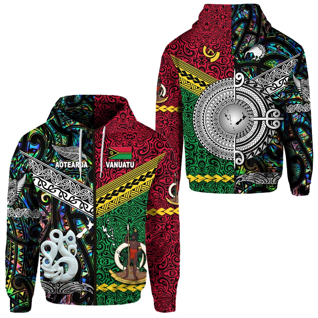 Vanuatu New Zealand Zip Hoodie Together Paua Shell LT8