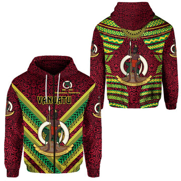Vanuatu Special Independence Anniversary Zip Hoodie Creative Style Red LT8