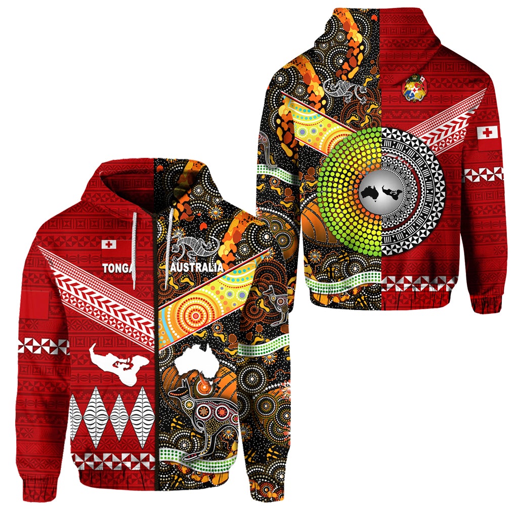 Tonga Ngatu and Australia Aboriginal Zip Hoodie Together LT8