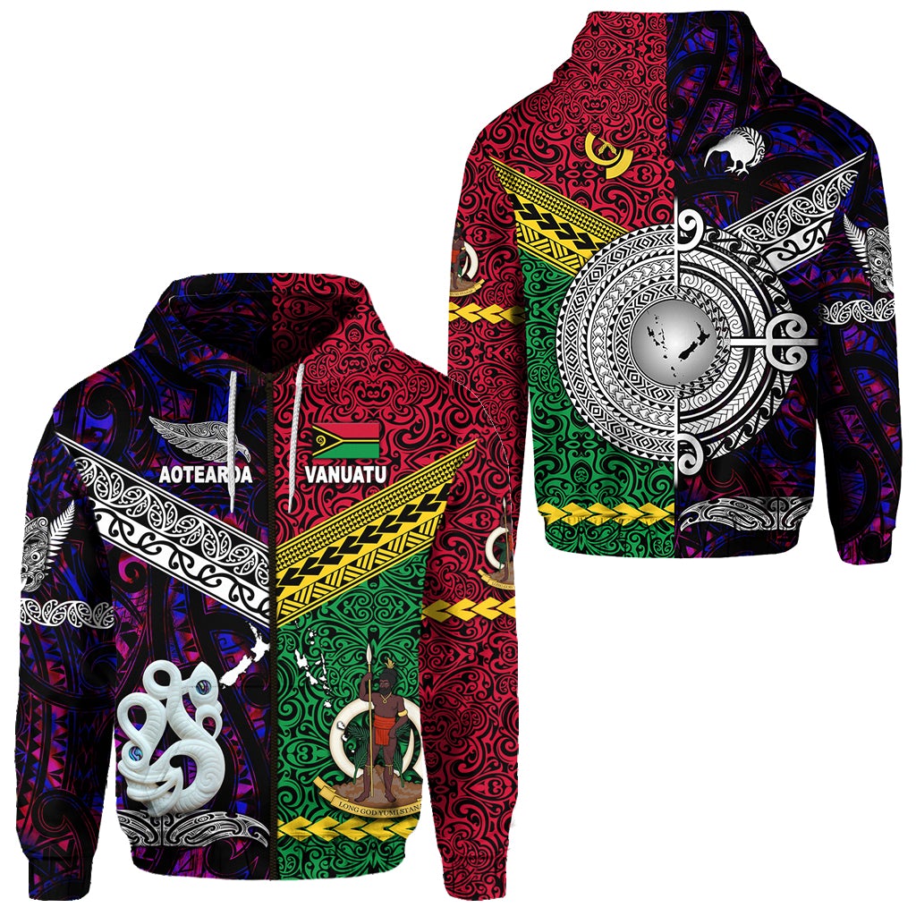 Vanuatu New Zealand Zip Hoodie Together Purple LT8