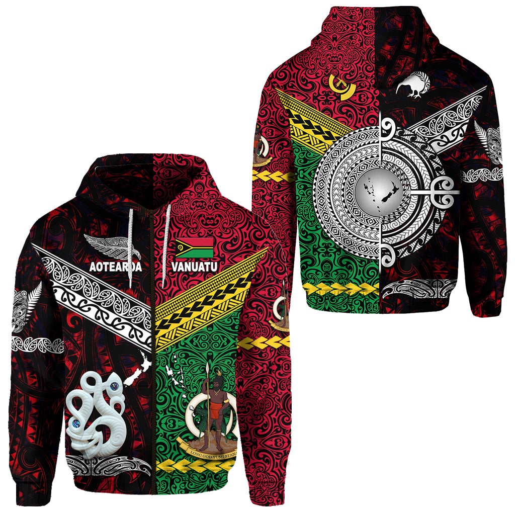 Vanuatu New Zealand Zip Hoodie Together Red LT8