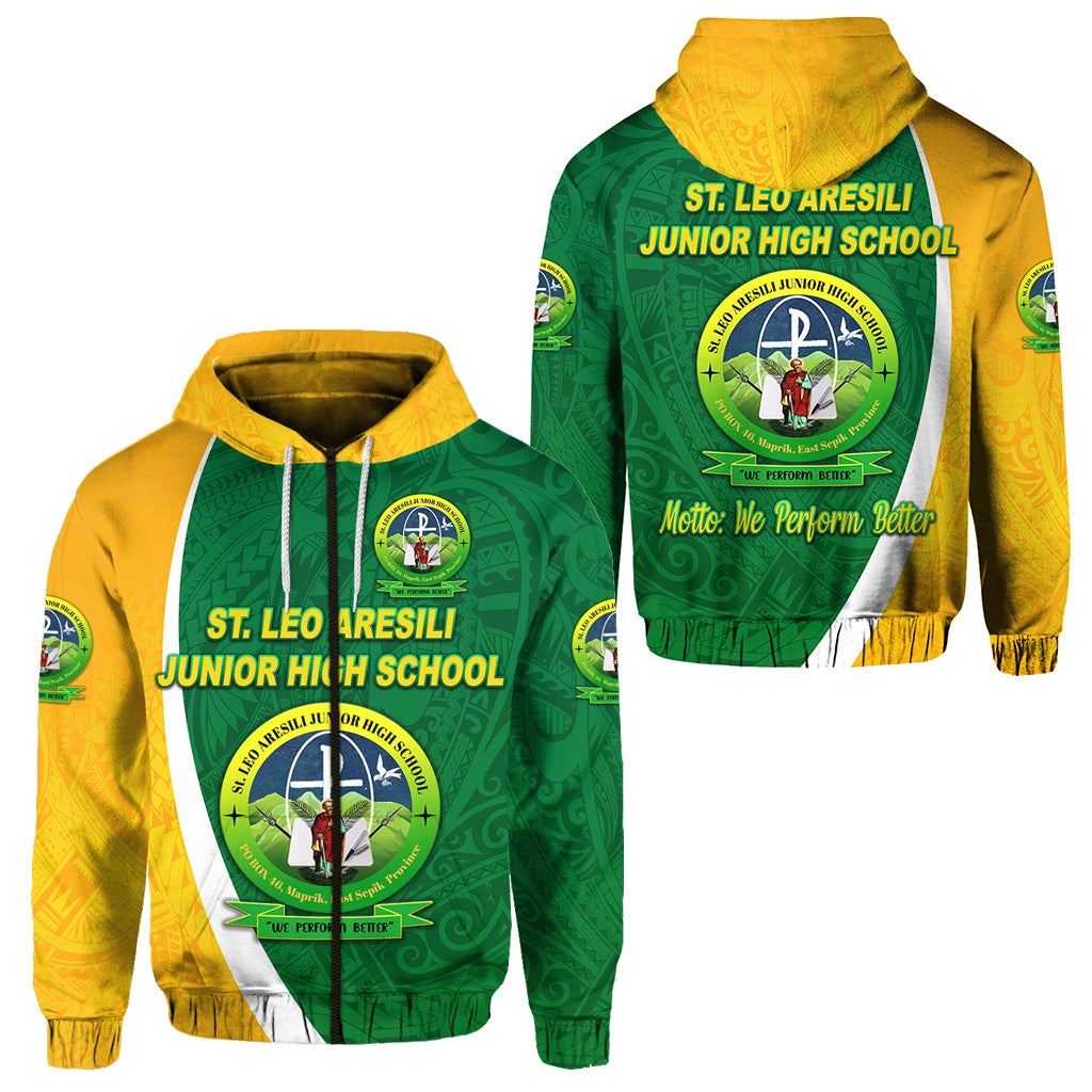 St. Leo Aresili Junior High School Zip Hoodie Simple Style LT8
