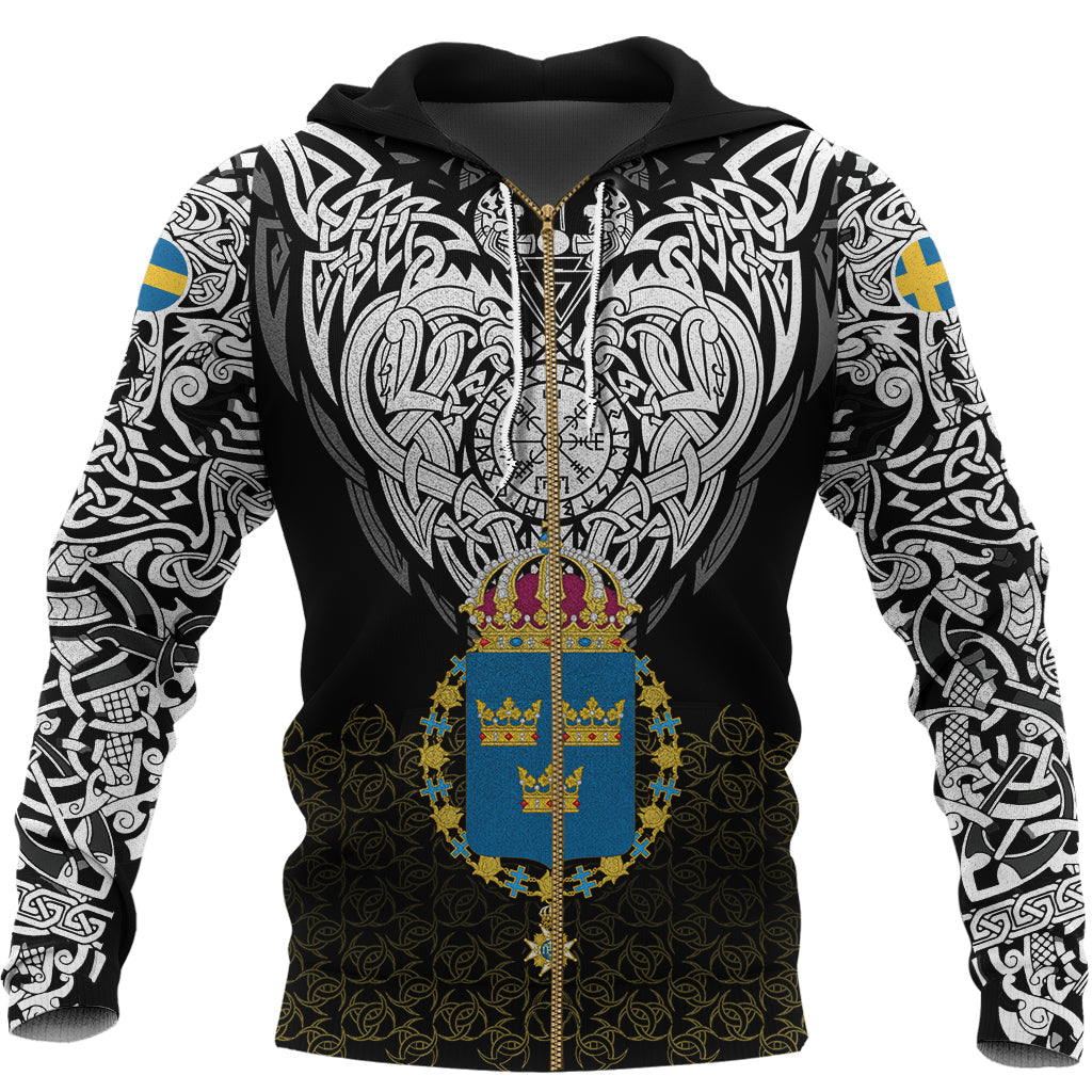Viking Zip Hoodie - Sweden Viking Symbol RLT12