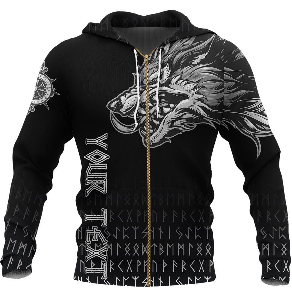 Viking Zip Hoodie Fenrir Wolf Near Shoulder RLT12