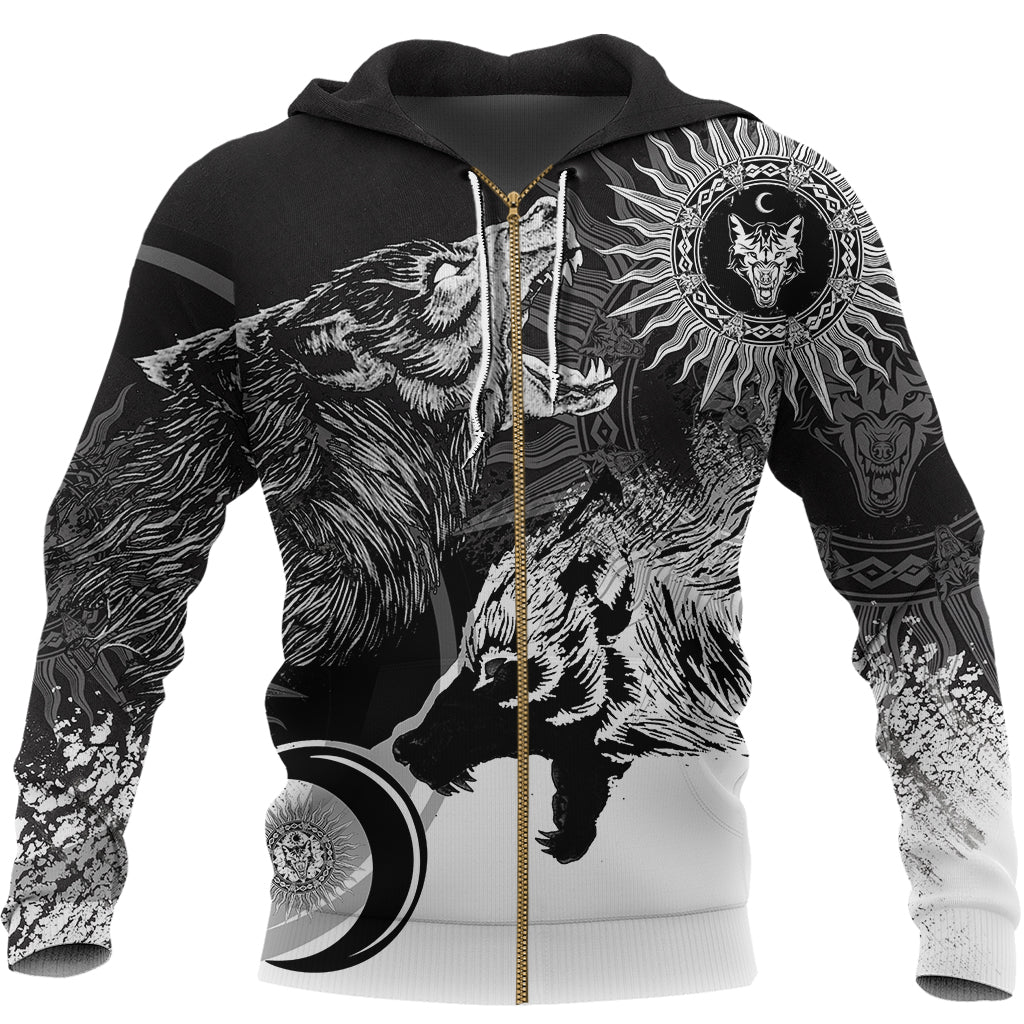 Viking Skoll and Hati New Style Zip Hoodie RLT12