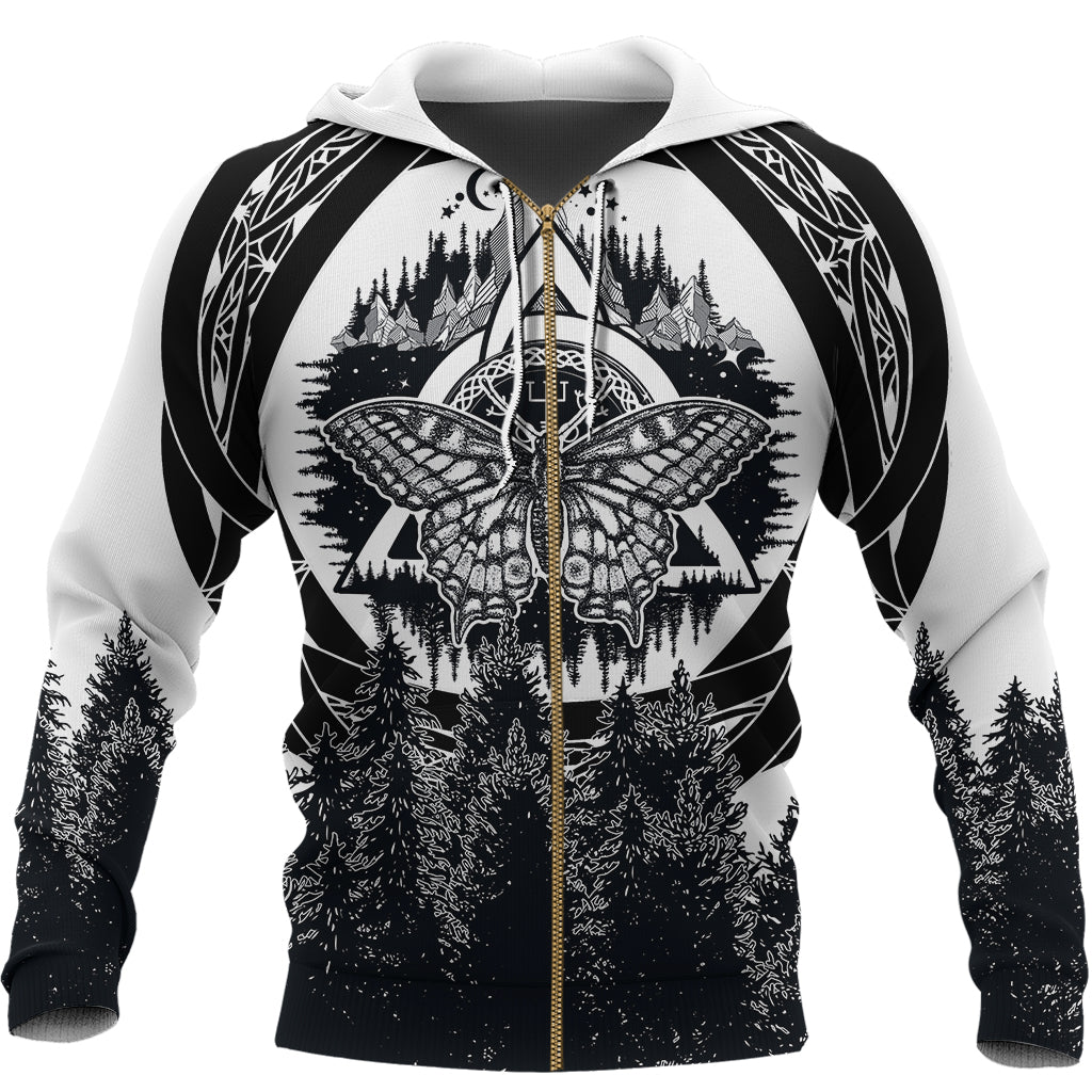 Viking Butterfly Style Celtic Of Pine Forest Zip Hoodie RLT12