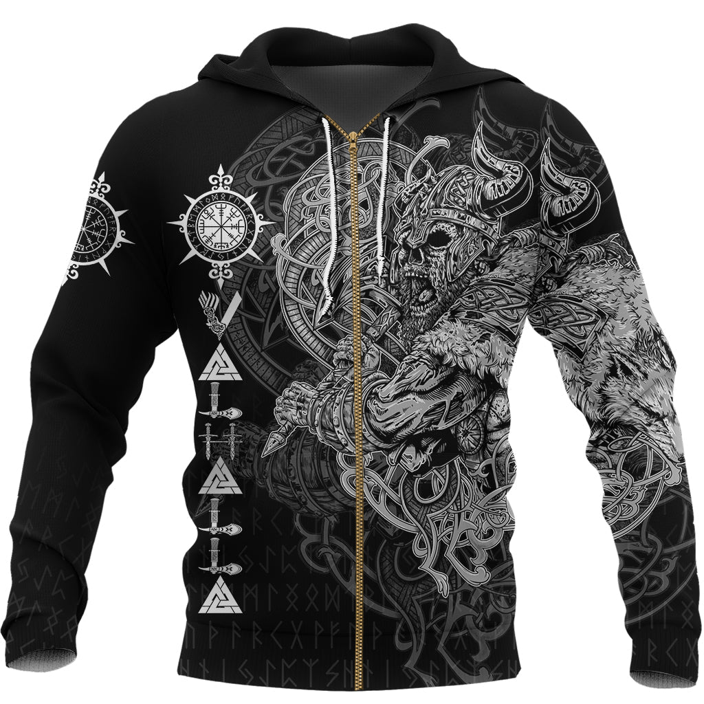 Viking Viking Warrior Valhalla ZIp Hoodie Style Vegvisir RLT12