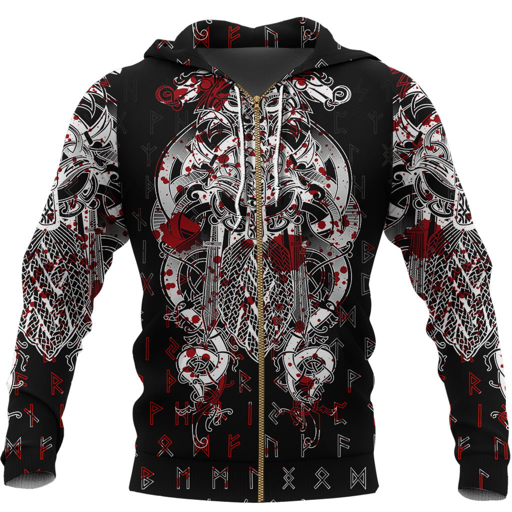 Viking Tyr Tattoo Blood Zip Hoodie RLT12