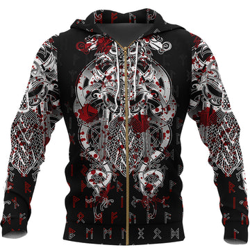 Viking Tyr Tattoo Blood Zip Hoodie RLT12